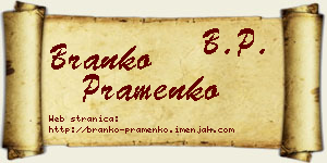Branko Pramenko vizit kartica